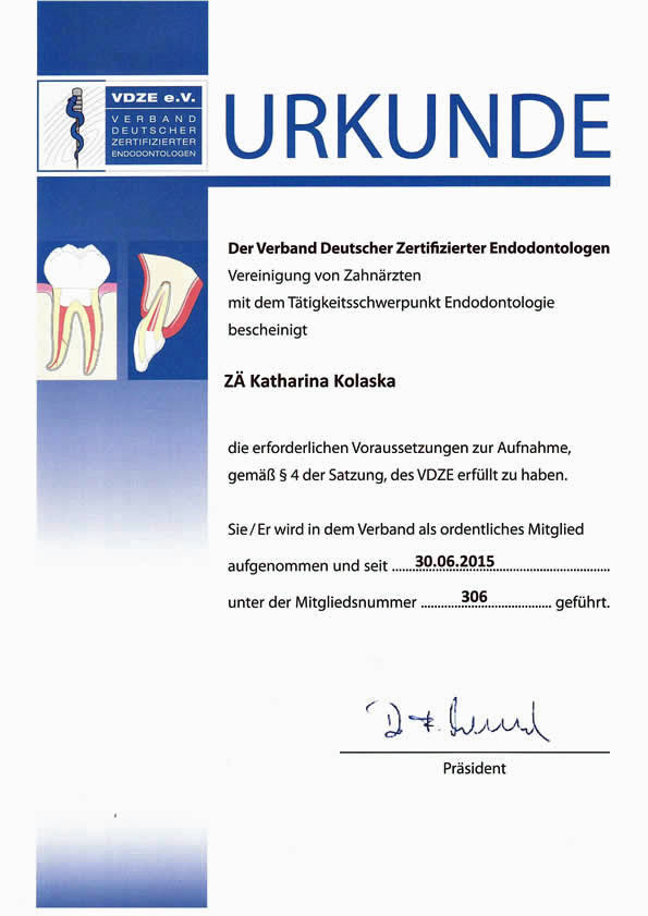 Endodontoligie Mitgliedschaft Juli 2015